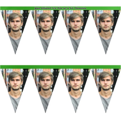 - 1 Metre with 8 Flags (20cm) Bright Green Mock Suede Polyester Fabric (Personalised with Text)