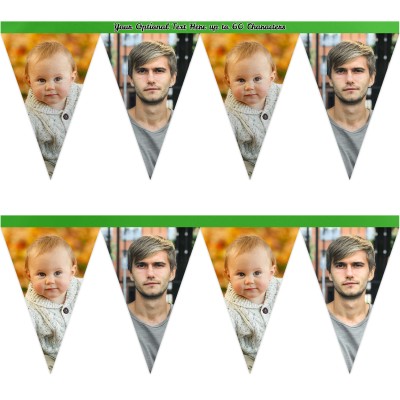- 1 Metre with 8 Flags (20cm) Bright Green Mock Suede Polyester Fabric (Personalised with Text)