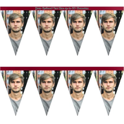 - 1 Metre with 8 Flags (20cm) Burgundy Mock Suede Polyester Fabric (Personalised with Text)
