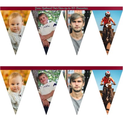 - 1 Metre with 8 Flags (20cm) Burgundy Mock Suede Polyester Fabric (Personalised with Text)