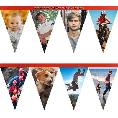 - 1 Metre with 8 Flags (20cm) Red Mock Suede Polyester Fabric (Personalised with Text)