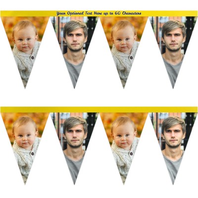 - 1 Metre with 8 Flags (20cm) Yellow Mock Suede Polyester Fabric (Personalised with Text)