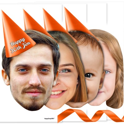with Hat Theme (Orange) DIY Bunting 1m (4 Photos) (Personalised with Text)