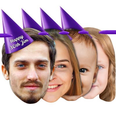 with Hat Theme (Purple) Finished Bunting 1m (4 Photos) (Personalised with Text)