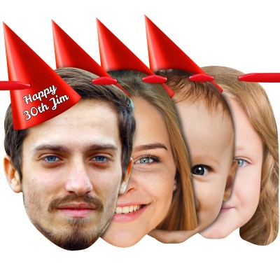 with Hat Theme (Red) Finished Bunting 1m (4 Photos) (Personalised with Text)