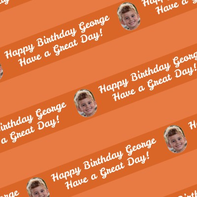 (Striped Design) (Orange) 110cm x 55cm (70gsm) (Personalised with Text)