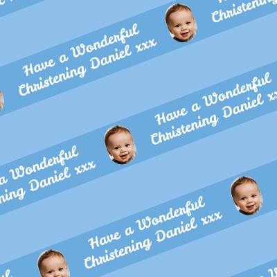 (Striped Design) (Sky Blue) 110cm x 55cm (70gsm) (Personalised with Text)