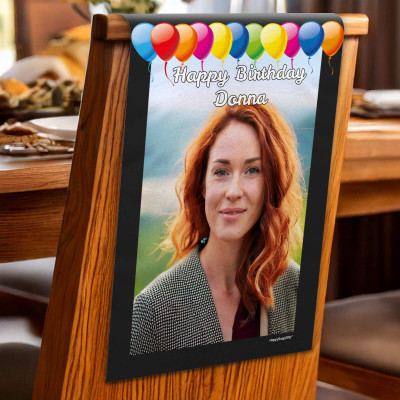 (60cm x 40cm) Pack of 4 with Balloon Design Black Mock Suede Polyester Fabric 4 Photos (1 Photo on Each Item) (Personalised with Text)