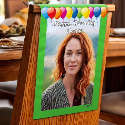 (60cm x 40cm) Pack of 4 with Balloon Design Bright Green Mock Suede Polyester Fabric 4 Photos (1 Photo on Each Item) (Personalised with Text)