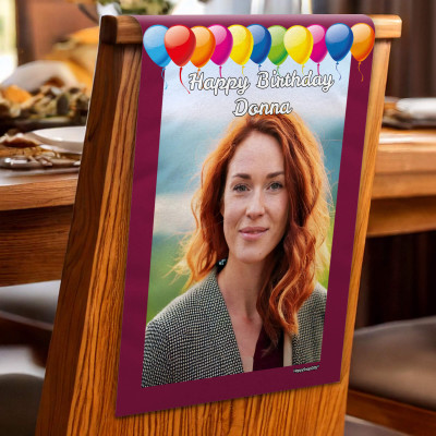 (60cm x 40cm) Pack of 4 with Balloon Design Burgundy Mock Suede Polyester Fabric 4 Photos (1 Photo on Each Item) (Personalised with Text)