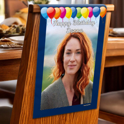 (60cm x 40cm) with Balloon Design Navy Blue Mock Suede Polyester Fabric 1 Photo to Front (Personalised with Text)
