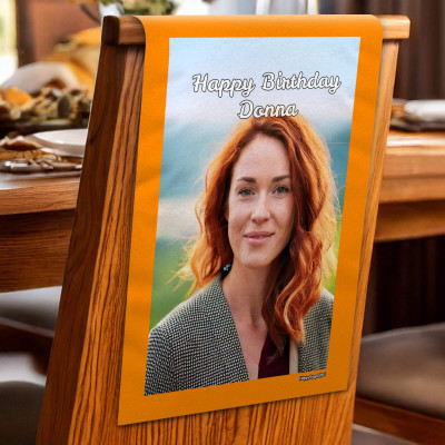 (60cm x 40cm) Burnt Orange Mock Suede Polyester Fabric 1 Photo to Front (Personalised with Text)