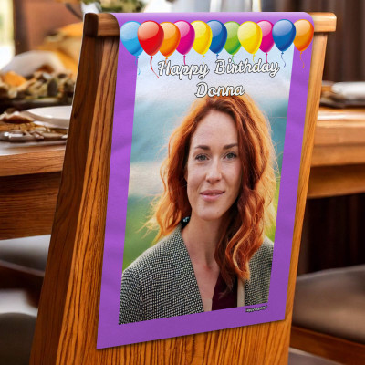(60cm x 40cm) Pack of 4 with Balloon Design Purple Mock Suede Polyester Fabric 4 Photos (1 Photo on Each Item) (Personalised with Text)