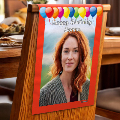 (60cm x 40cm) Pack of 4 with Balloon Design Red Mock Suede Polyester Fabric 4 Photos (1 Photo on Each Item) (Personalised with Text)
