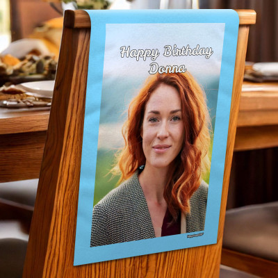 (60cm x 40cm) Pack of 4 Sky Blue Mock Suede Polyester Fabric 4 Photos (1 Photo on Each Item) (Personalised with Text)