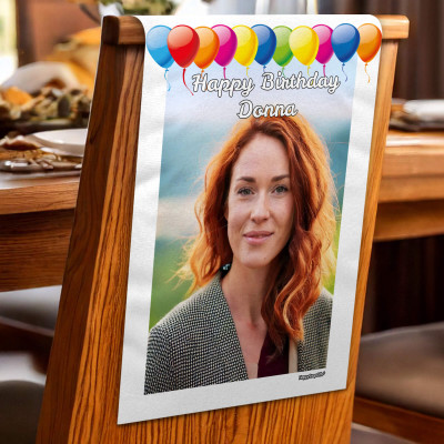 (60cm x 40cm) Pack of 4 with Balloon Design White Mock Suede Polyester Fabric 4 Photos (1 Photo on Each Item) (Personalised with Text)