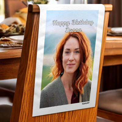 (60cm x 40cm) White Mock Suede Polyester Fabric 1 Photo to Front (Personalised with Text)