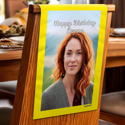 (60cm x 40cm) Pack of 4 Yellow Mock Suede Polyester Fabric 4 Photos (1 Photo on Each Item) (Personalised with Text)