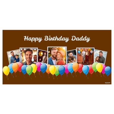 with Balloon Design (Brown) 55cm x 150cm (70gsm) (Personalised with Text)