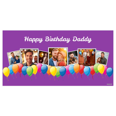 with Balloon Design (Purple) 55cm x 110cm (70gsm) (Personalised with Text)