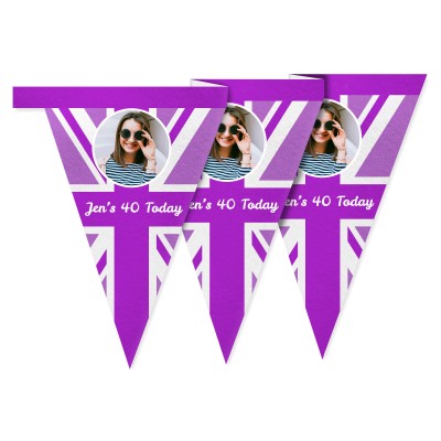 - 1 Metre with 8 Flags (20cm) Purple Mock Suede Polyester Fabric (Personalised with Text)