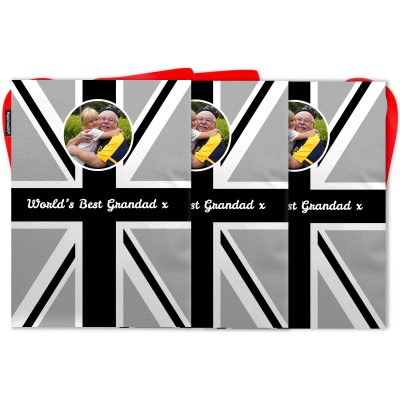 - 5 Metres with 12 Rectangle Flags (28cm) Black & White Mock Suede Polyester Fabric (Personalised with Text)