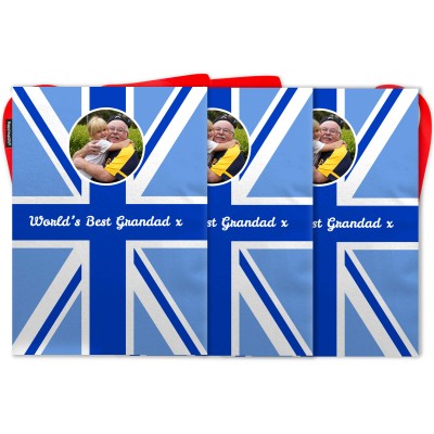 - 5 Metres with 12 Rectangle Flags (28cm) Blue Mock Suede Polyester Fabric (Personalised with Text)