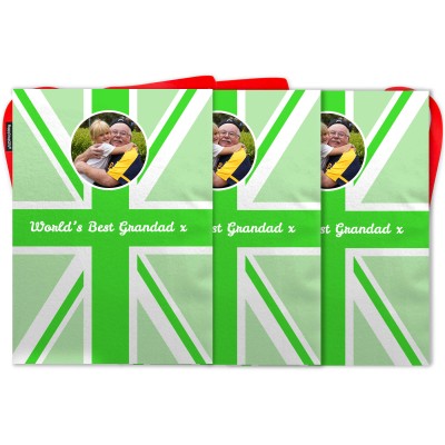 - 5 Metres with 12 Rectangle Flags (28cm) Green Mock Suede Polyester Fabric (Personalised with Text)