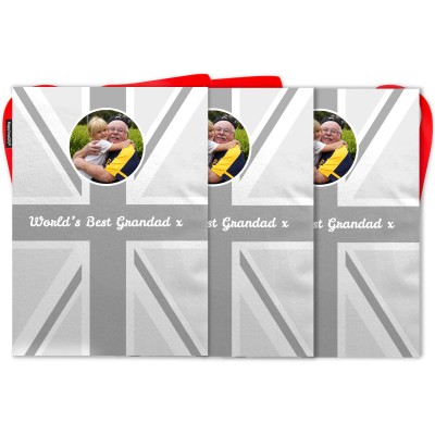- 5 Metres with 12 Rectangle Flags (28cm) Grey Mock Suede Polyester Fabric (Personalised with Text)