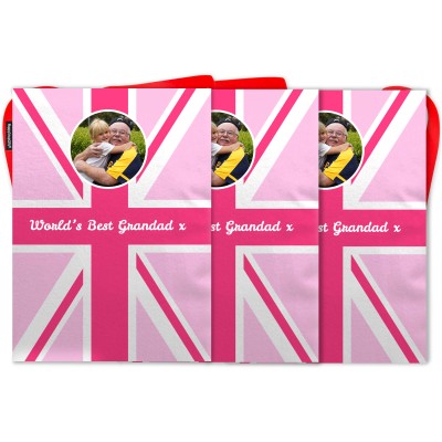 - 5 Metres with 12 Rectangle Flags (28cm) Pink Mock Suede Polyester Fabric (Personalised with Text)