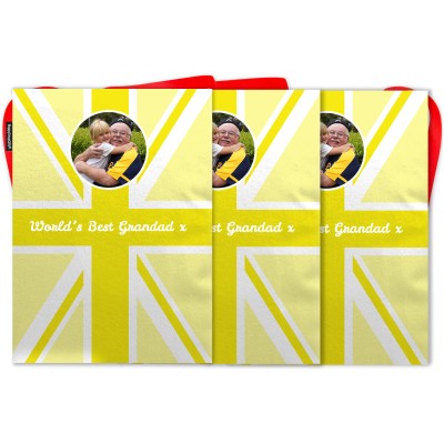 - 5 Metres with 12 Rectangle Flags (28cm) Yellow Mock Suede Polyester Fabric (Personalised with Text)