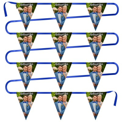 - 5 Metres with 12 Triangle Flags (28cm) Mock Suede Polyester Fabric (Personalised with Text)