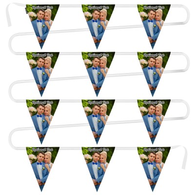 - 5 Metres with 12 Triangle Flags (28cm) Mock Suede Polyester Fabric (Personalised with Text)