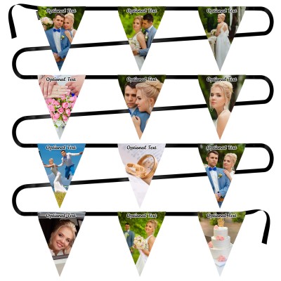 - 5 Metres with 12 Triangle Flags (28cm) Mock Suede Polyester Fabric (Personalised with Text)