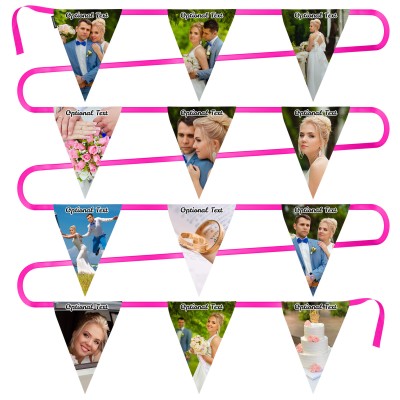 - 5 Metres with 12 Triangle Flags (28cm) Mock Suede Polyester Fabric (Personalised with Text)