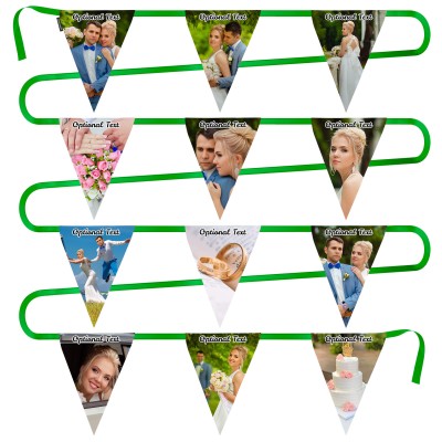 - 5 Metres with 12 Triangle Flags (28cm) Mock Suede Polyester Fabric (Personalised with Text)