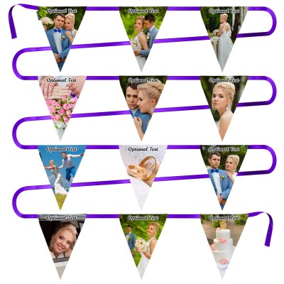 - 5 Metres with 12 Triangle Flags (28cm) Mock Suede Polyester Fabric (Personalised with Text)