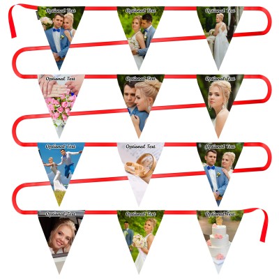 - 5 Metres with 12 Triangle Flags (28cm) Mock Suede Polyester Fabric (Personalised with Text)