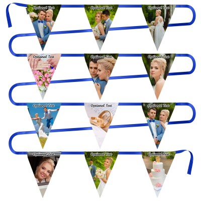 - 5 Metres with 12 Triangle Flags (28cm) Mock Suede Polyester Fabric (Personalised with Text)