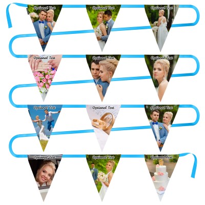 - 5 Metres with 12 Triangle Flags (28cm) Mock Suede Polyester Fabric (Personalised with Text)
