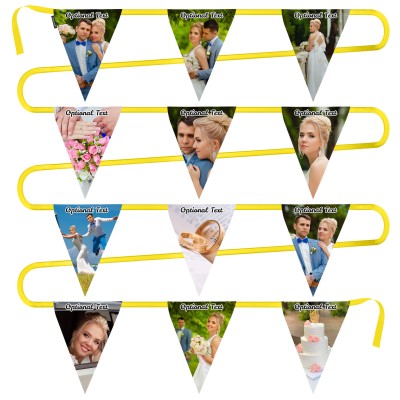 - 5 Metres with 12 Triangle Flags (28cm) Mock Suede Polyester Fabric (Personalised with Text)
