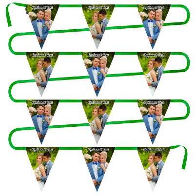 - 5 Metres with 12 Triangle Flags (28cm) Mock Suede Polyester Fabric (Personalised with Text)