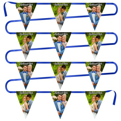 - 5 Metres with 12 Triangle Flags (28cm) Mock Suede Polyester Fabric (Personalised with Text)