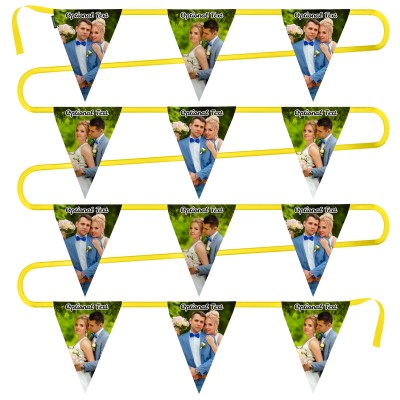 - 5 Metres with 12 Triangle Flags (28cm) Mock Suede Polyester Fabric (Personalised with Text)