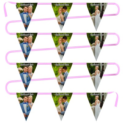 - 5 Metres with 12 Triangle Flags (28cm) Mock Suede Polyester Fabric (Personalised with Text)
