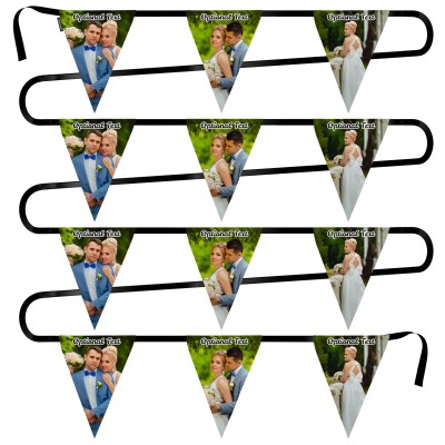 - 5 Metres with 12 Triangle Flags (28cm) Mock Suede Polyester Fabric (Personalised with Text)
