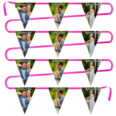 - 5 Metres with 12 Triangle Flags (28cm) Mock Suede Polyester Fabric (Personalised with Text)