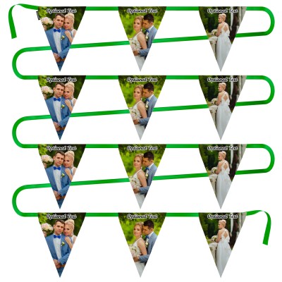 - 5 Metres with 12 Triangle Flags (28cm) Mock Suede Polyester Fabric (Personalised with Text)