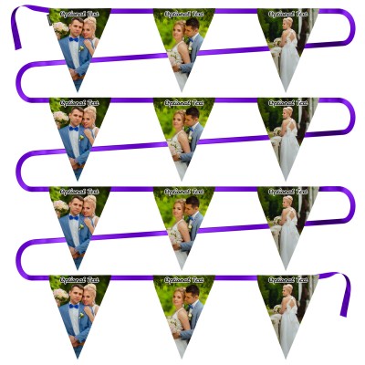 - 5 Metres with 12 Triangle Flags (28cm) Mock Suede Polyester Fabric (Personalised with Text)