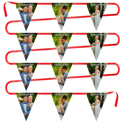 - 5 Metres with 12 Triangle Flags (28cm) Mock Suede Polyester Fabric (Personalised with Text)